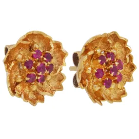 Ruby Set Cluster Stud Earrings