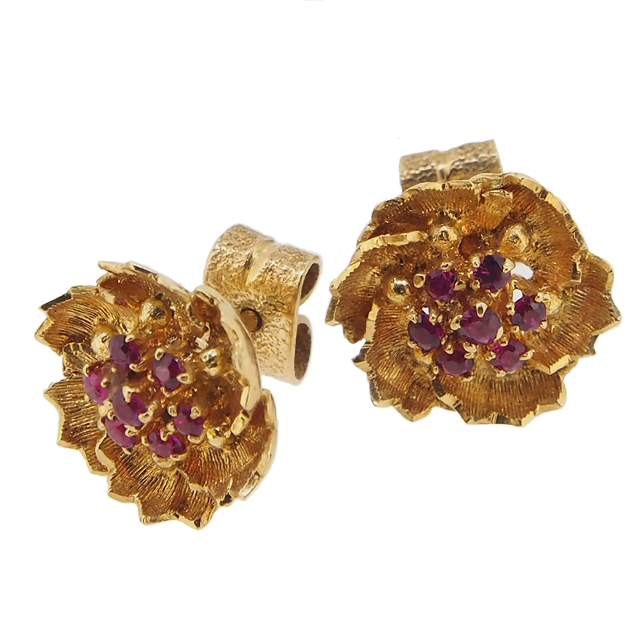 Ruby Set Cluster Stud Earrings