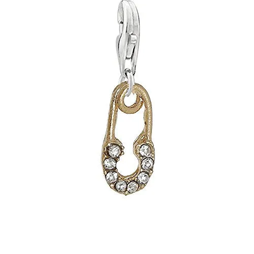 Safety Pin Clip on Pendant Charm for Bracelet or Necklace