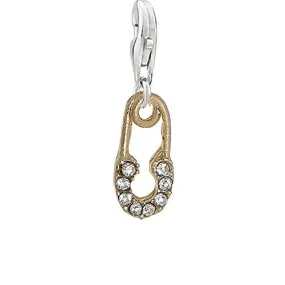 Safety Pin Clip on Pendant Charm for Bracelet or Necklace