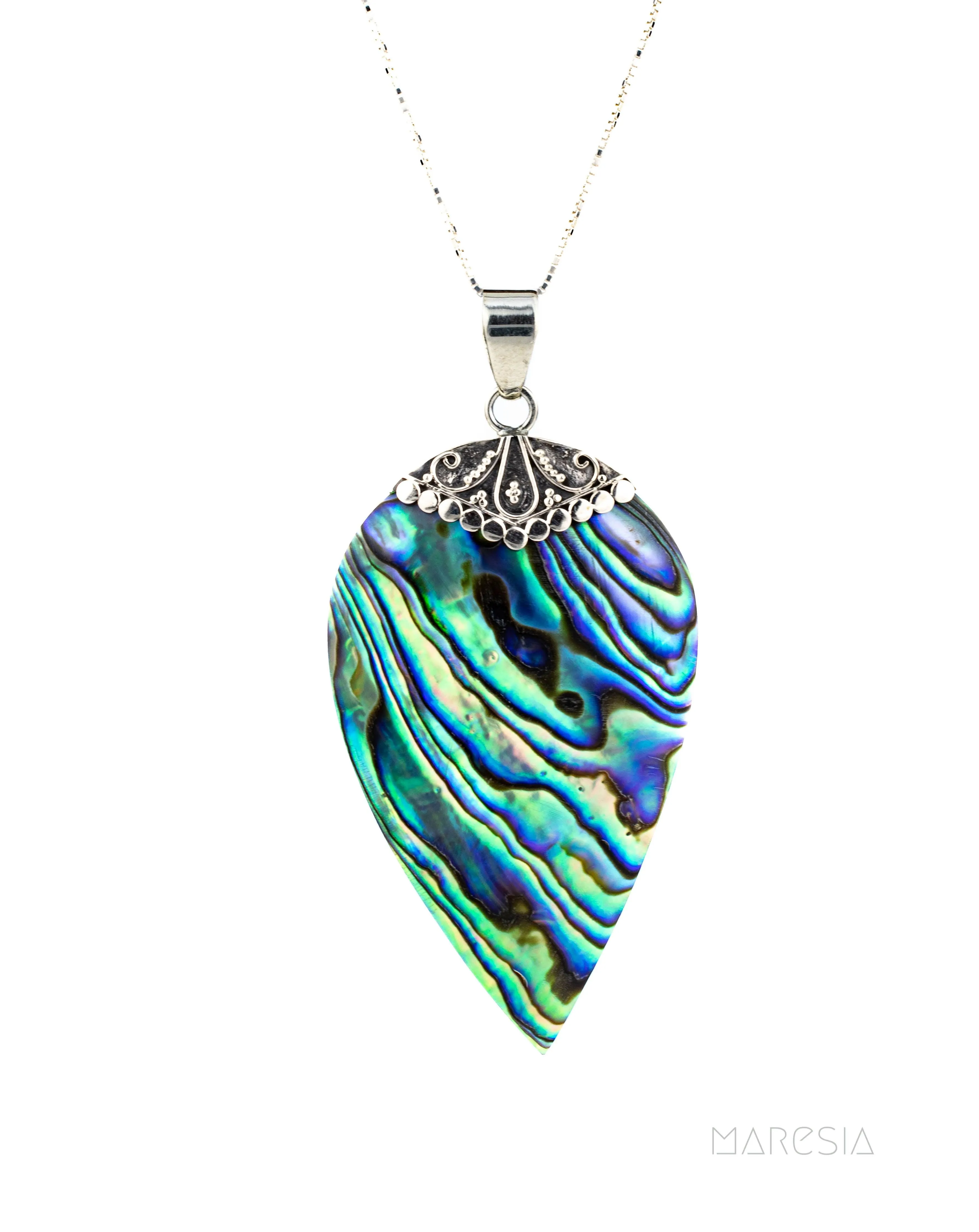 Sarah leaf Pendant ~ Abalone ~ Sterling Silver 925 ~SMP016
