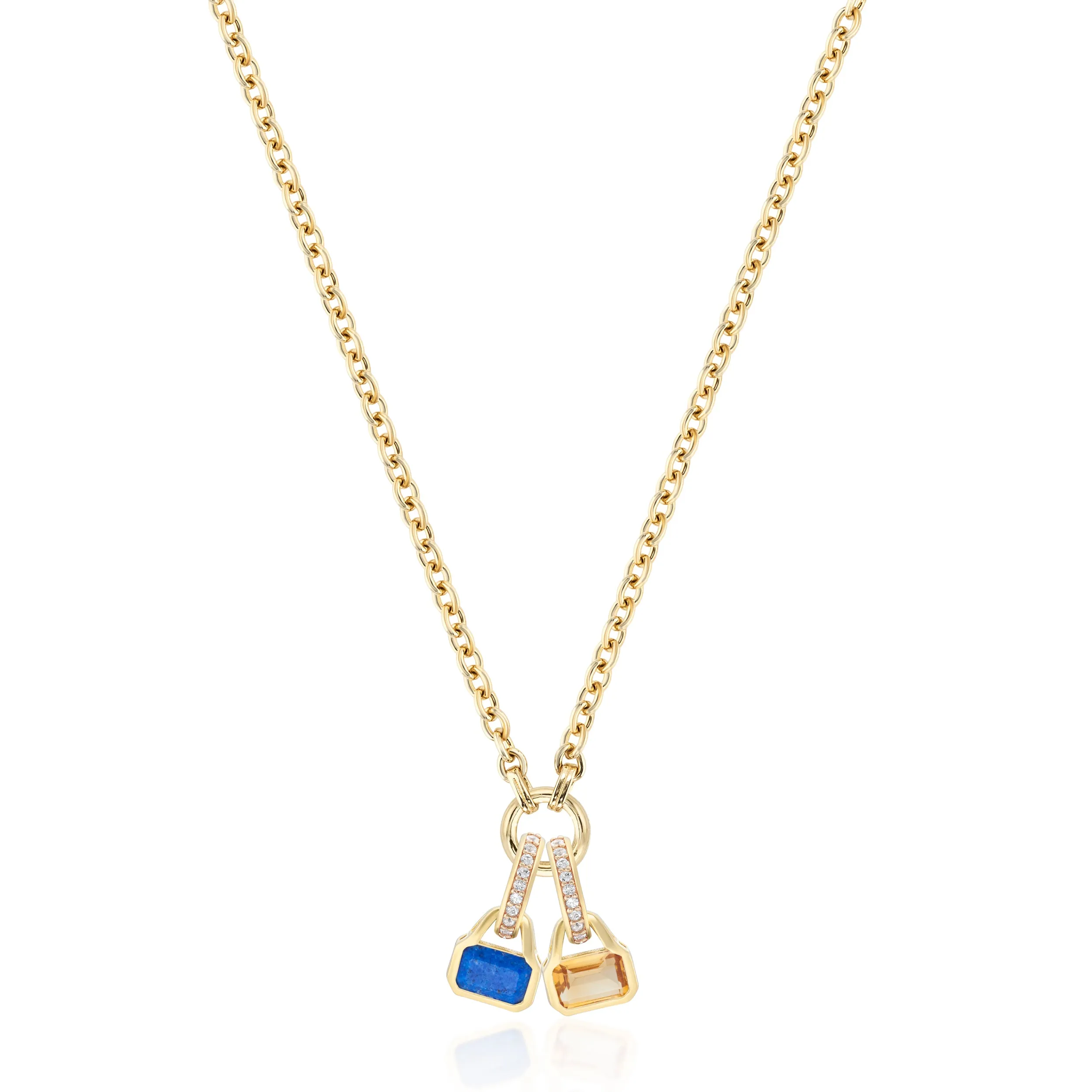 September: Blue Lapis Charm on Carrier Chain