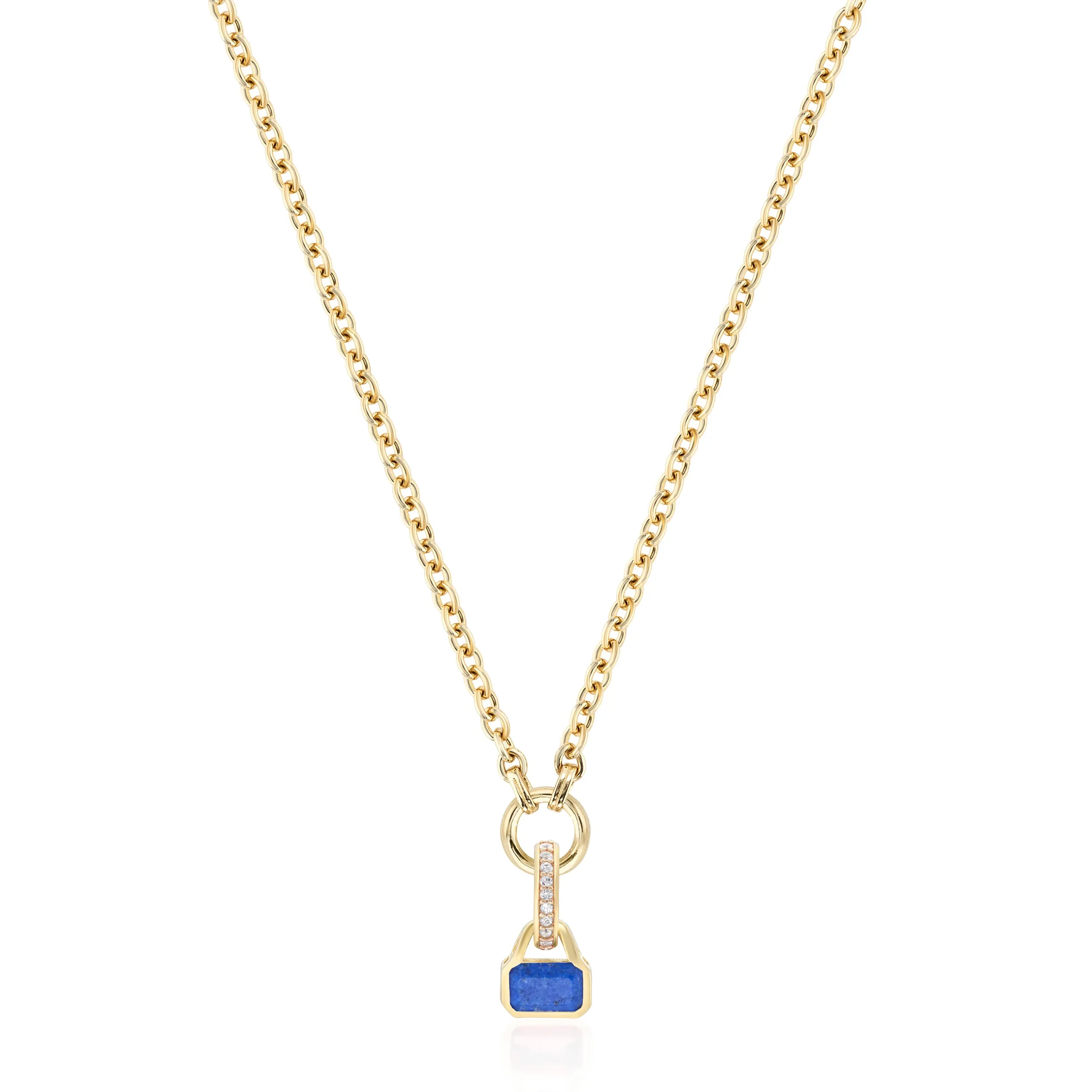 September: Blue Lapis Charm on Carrier Chain