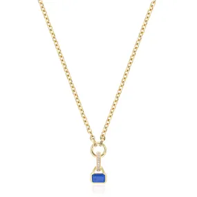 September: Blue Lapis Charm on Carrier Chain