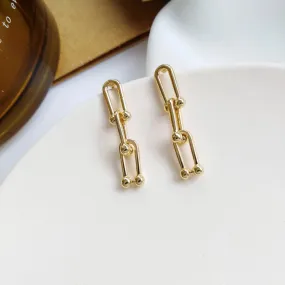 Small U-shaped Gold Chain Earrings