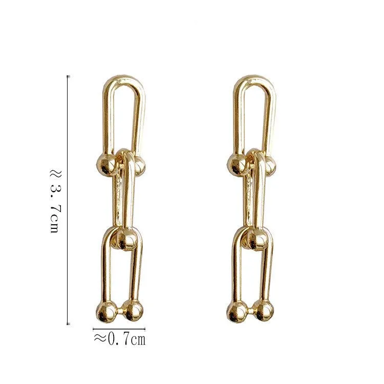 Small U-shaped Gold Chain Earrings