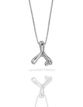 Small Wishbone Necklace with Gemstone Accent