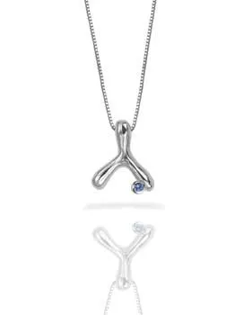 Small Wishbone Necklace with Gemstone Accent