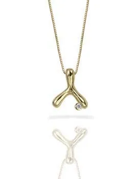Small Wishbone Necklace with Gemstone Accent