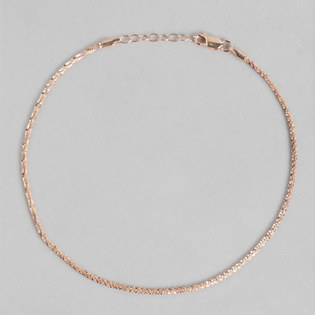 Sparkling Rose Gold Plated 925 Sterling Silver Chain Anklets