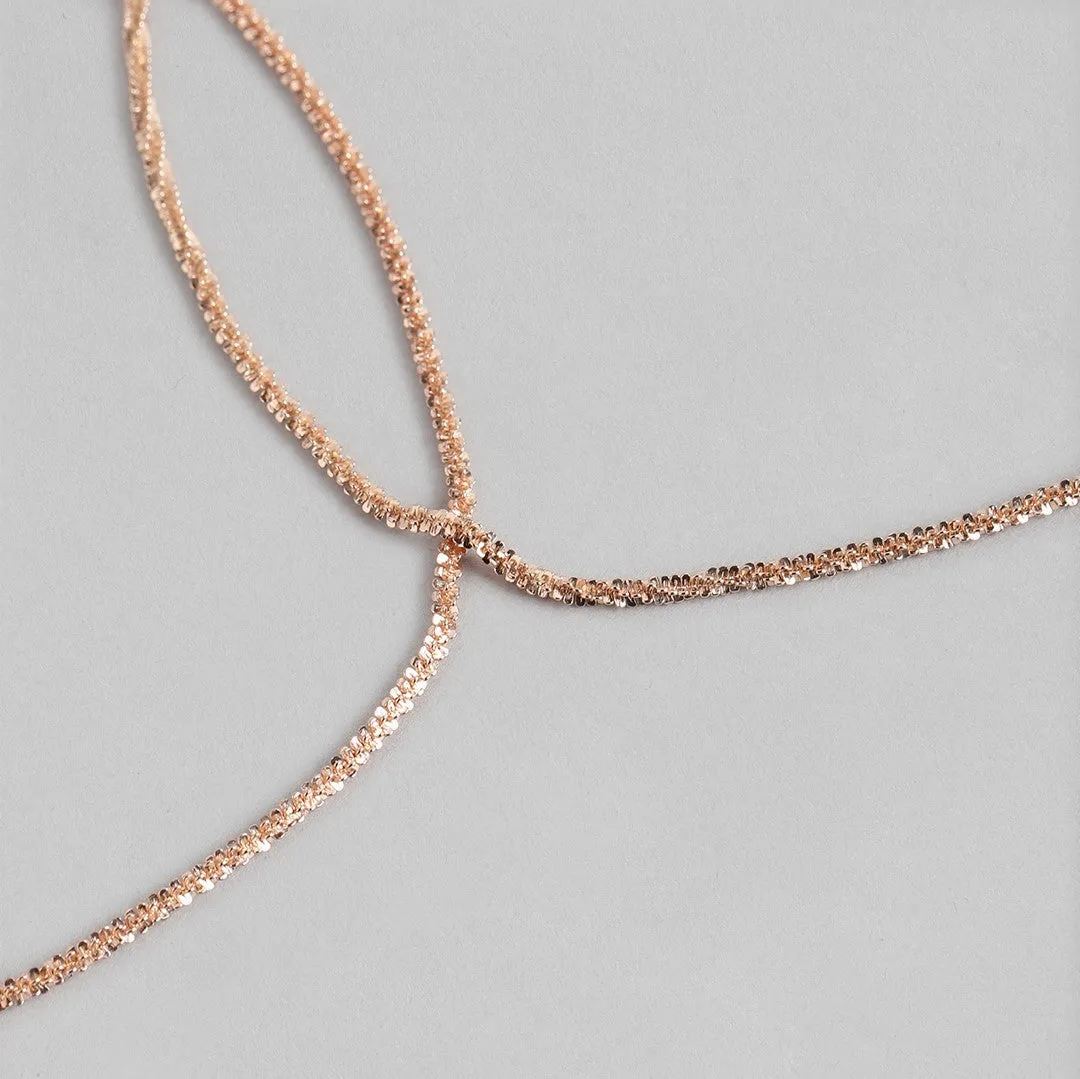 Sparkling Rose Gold Plated 925 Sterling Silver Chain Anklets