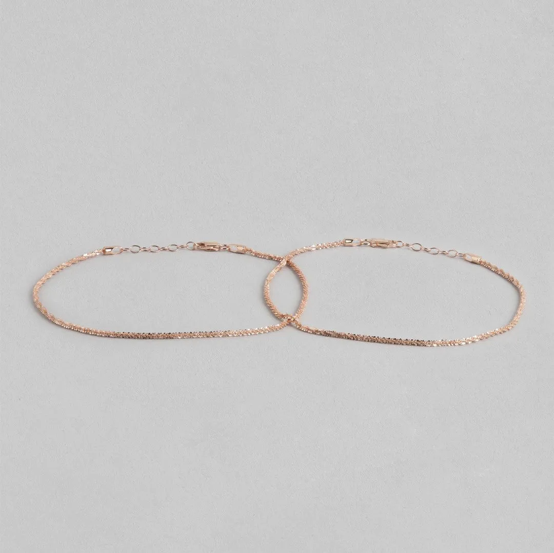 Sparkling Rose Gold Plated 925 Sterling Silver Chain Anklets
