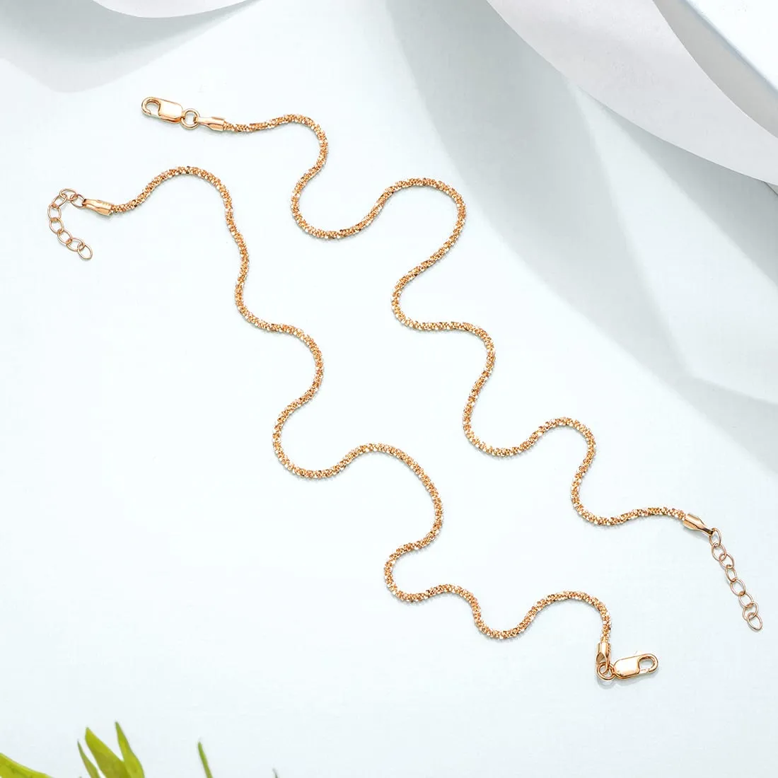 Sparkling Rose Gold Plated 925 Sterling Silver Chain Anklets