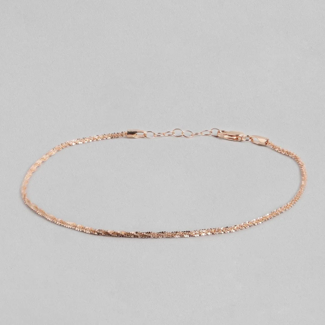 Sparkling Rose Gold Plated 925 Sterling Silver Chain Anklets