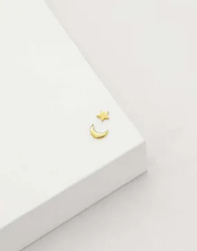 Star & Moon Stud Earrings - Gold Plated