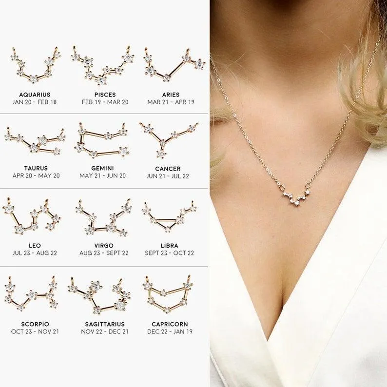 Star Sign Necklace - Zodiac Sign Necklace, Cancer Zodiac Necklace by Cushy Pups