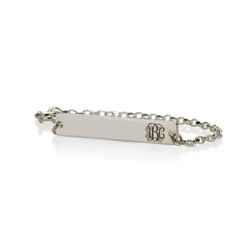 Sterling Silver Personalised Monogram Bar Bracelet