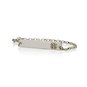 Sterling Silver Personalised Monogram Bar Bracelet