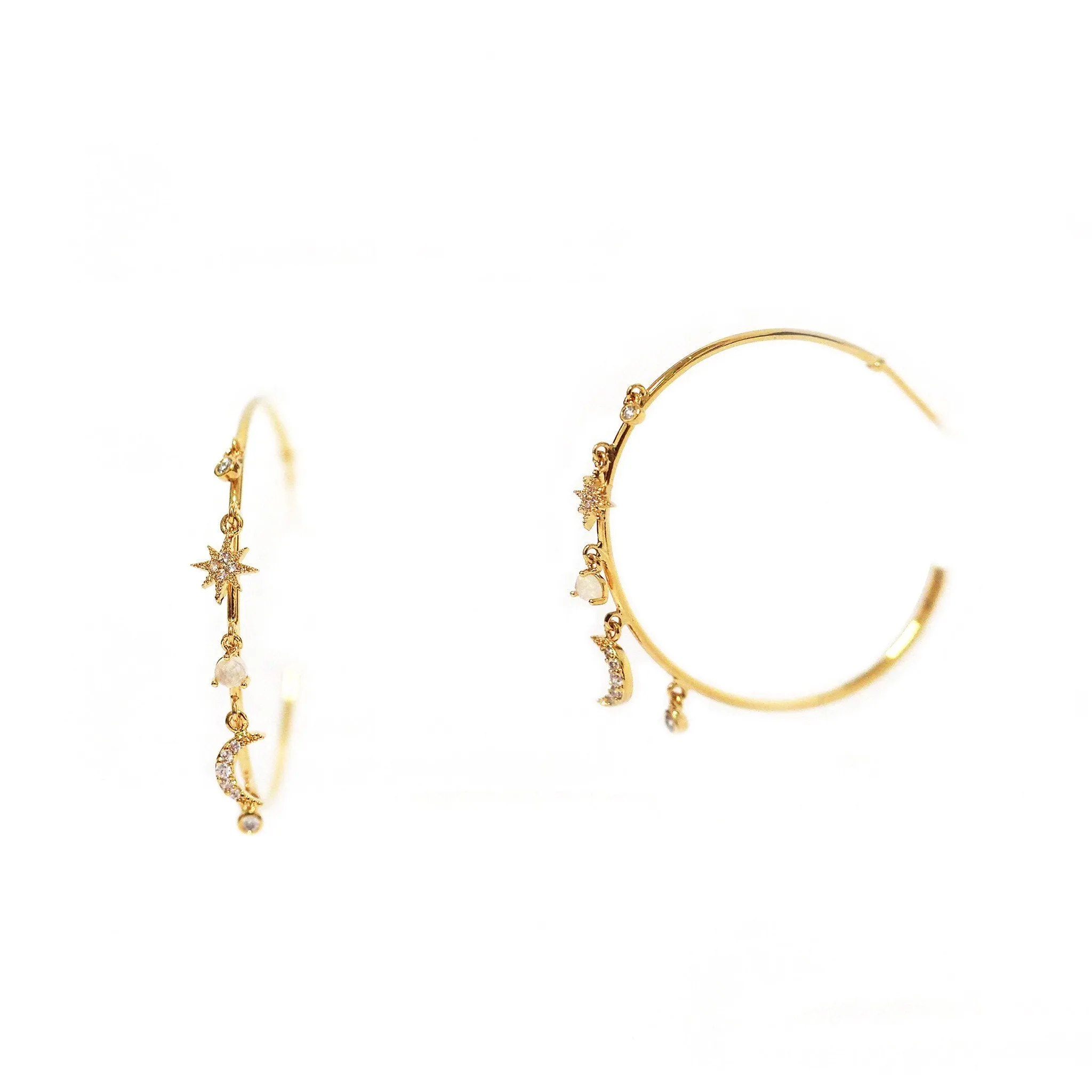 TAI Charm Hoop Earring -Gold