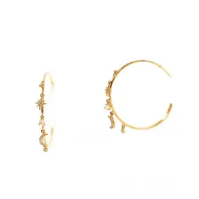 TAI Charm Hoop Earring -Gold