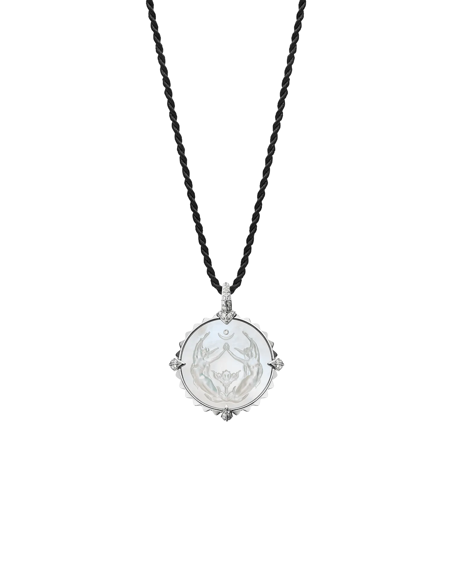 Taurus Coin Charm | Mother of Pearl, Diamonds, and White Gold