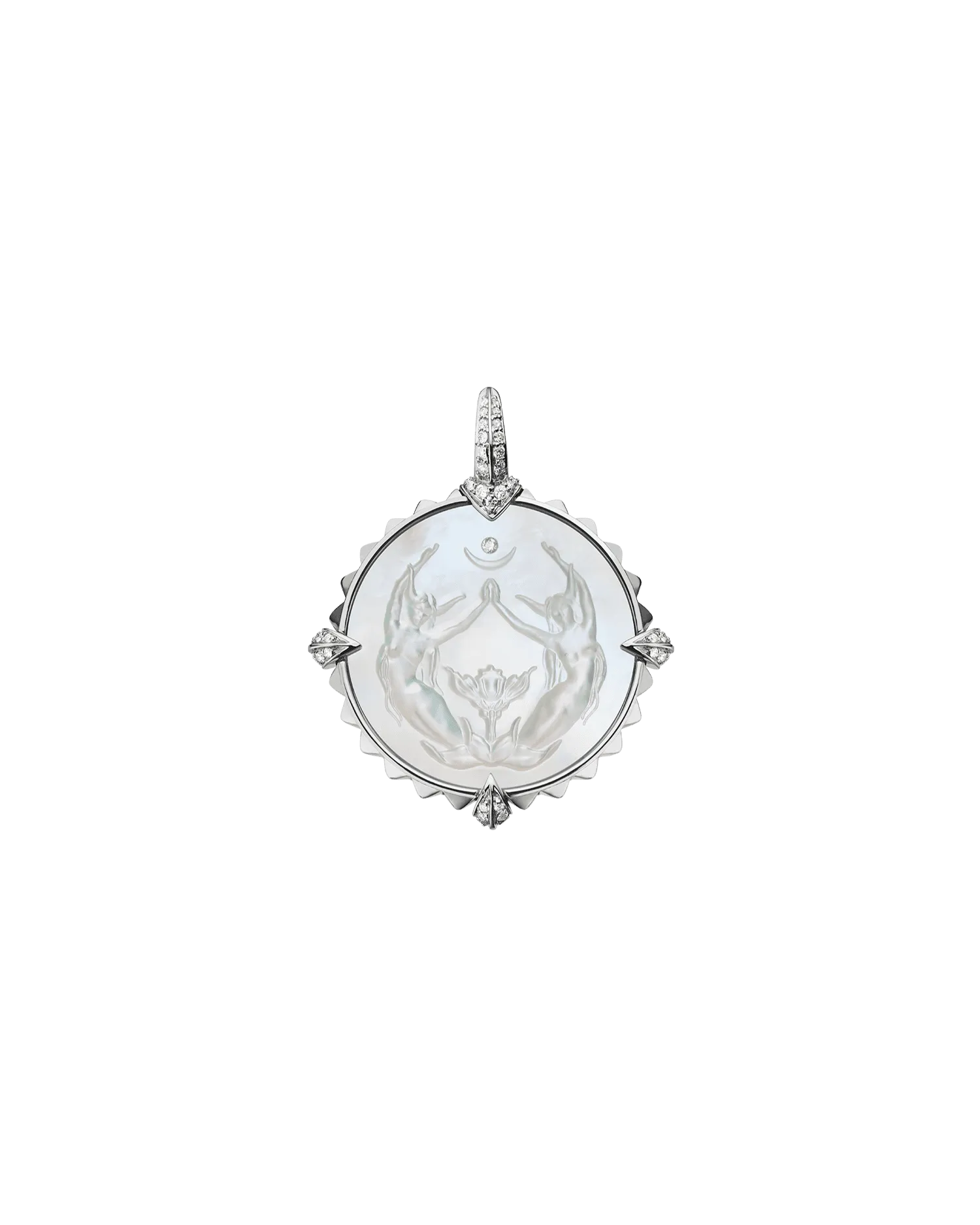 Taurus Coin Charm | Mother of Pearl, Diamonds, and White Gold