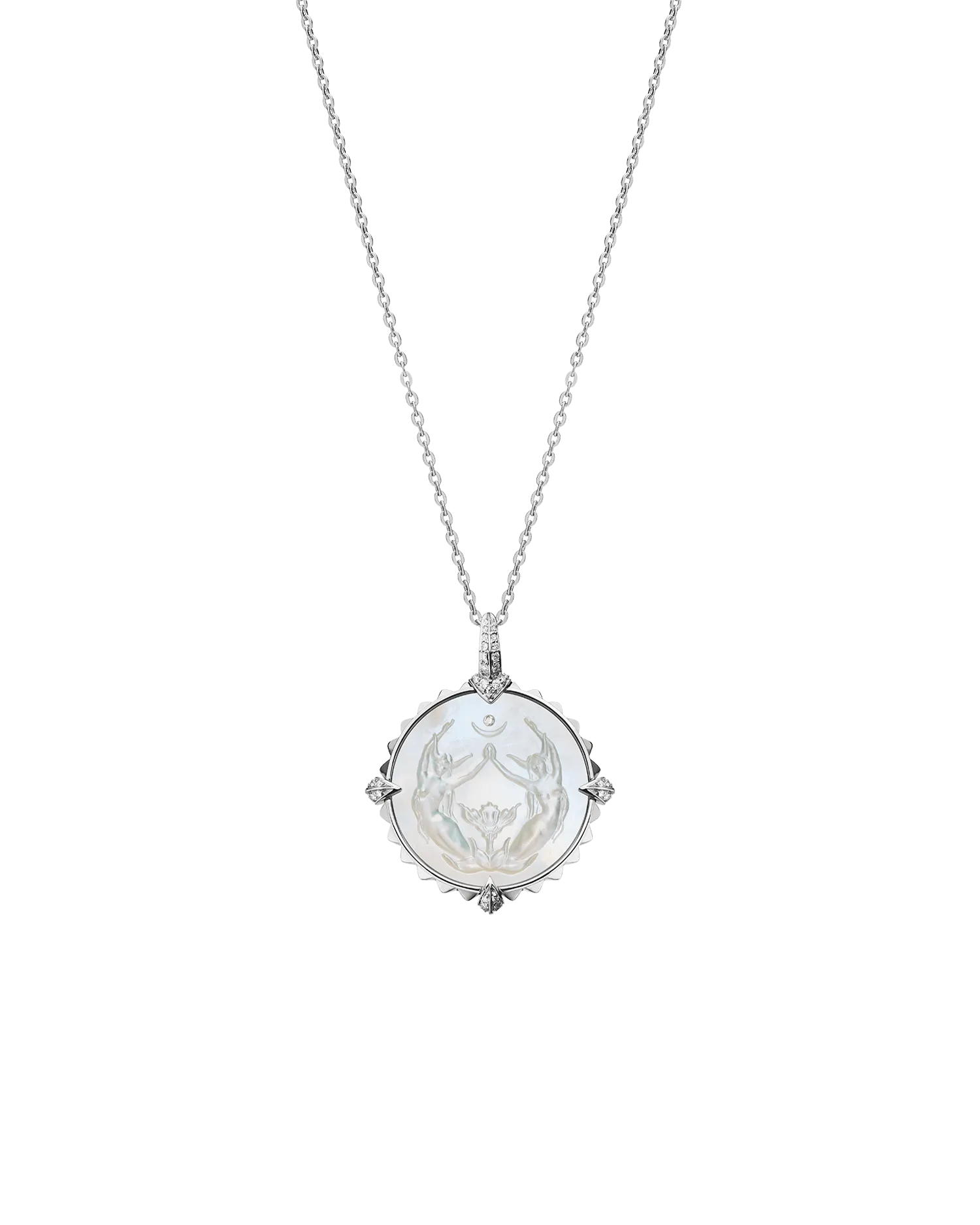 Taurus Coin Charm | Mother of Pearl, Diamonds, and White Gold