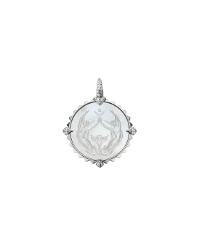 Taurus Coin Charm | Mother of Pearl, Diamonds, and White Gold