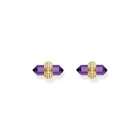 THOMAS SABO Crystal Stud Earrings with Imitation Amethyst Gold