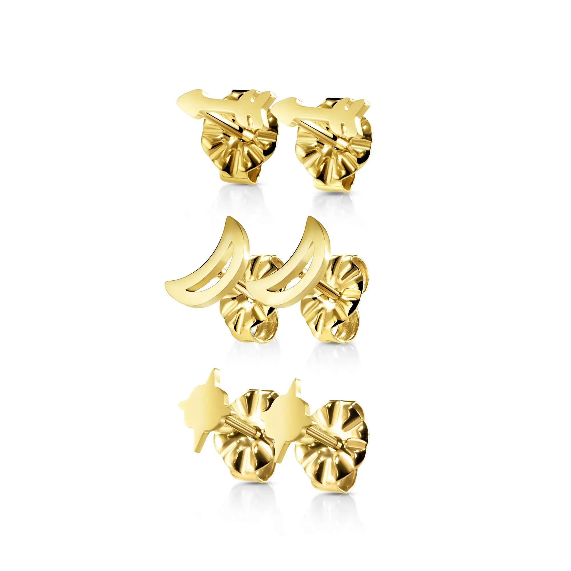 Titanium Star, Arrow and Moon Stud Pack Earrings