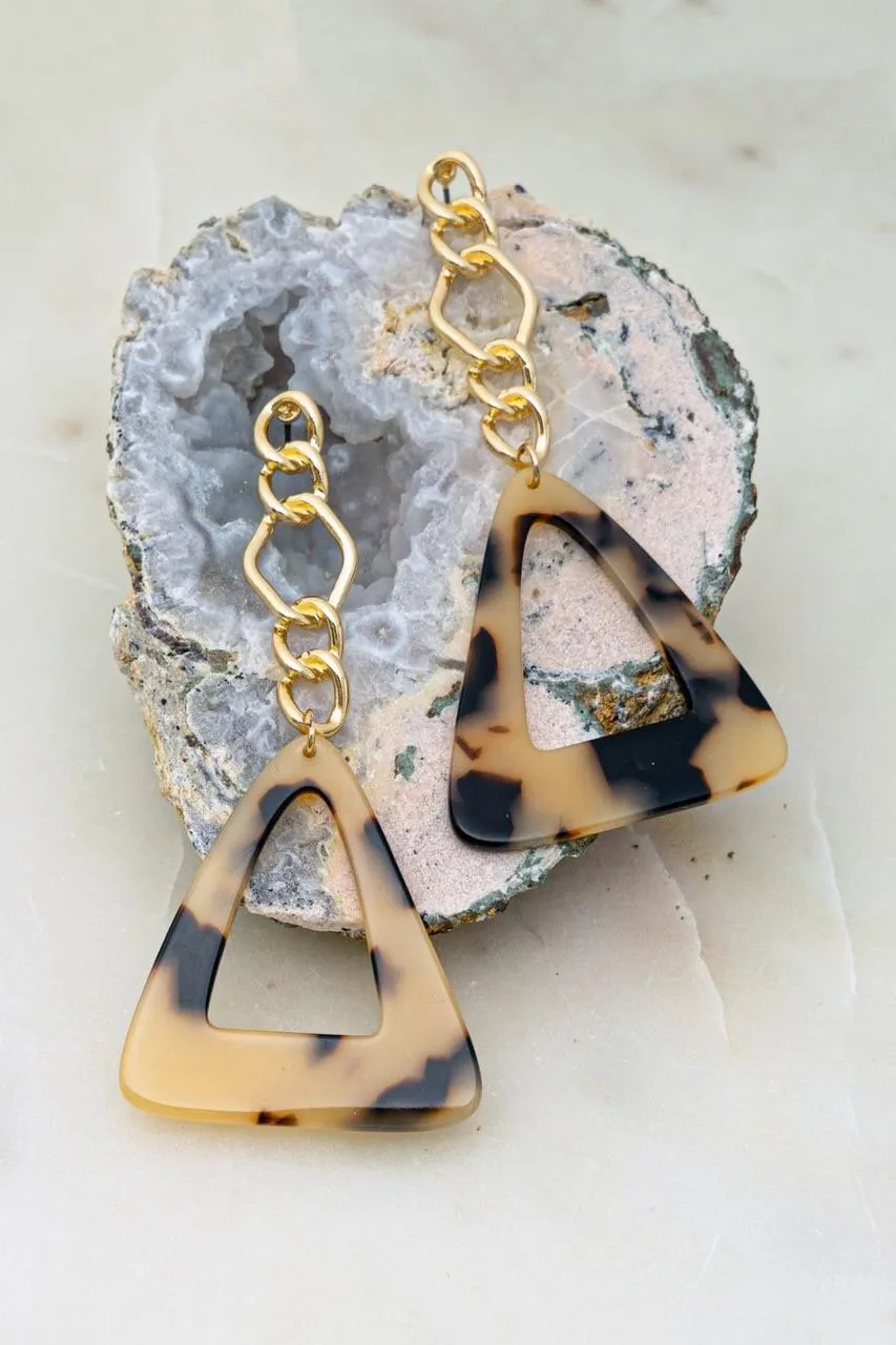 Tortoise Triangle Hoop W/ Chai