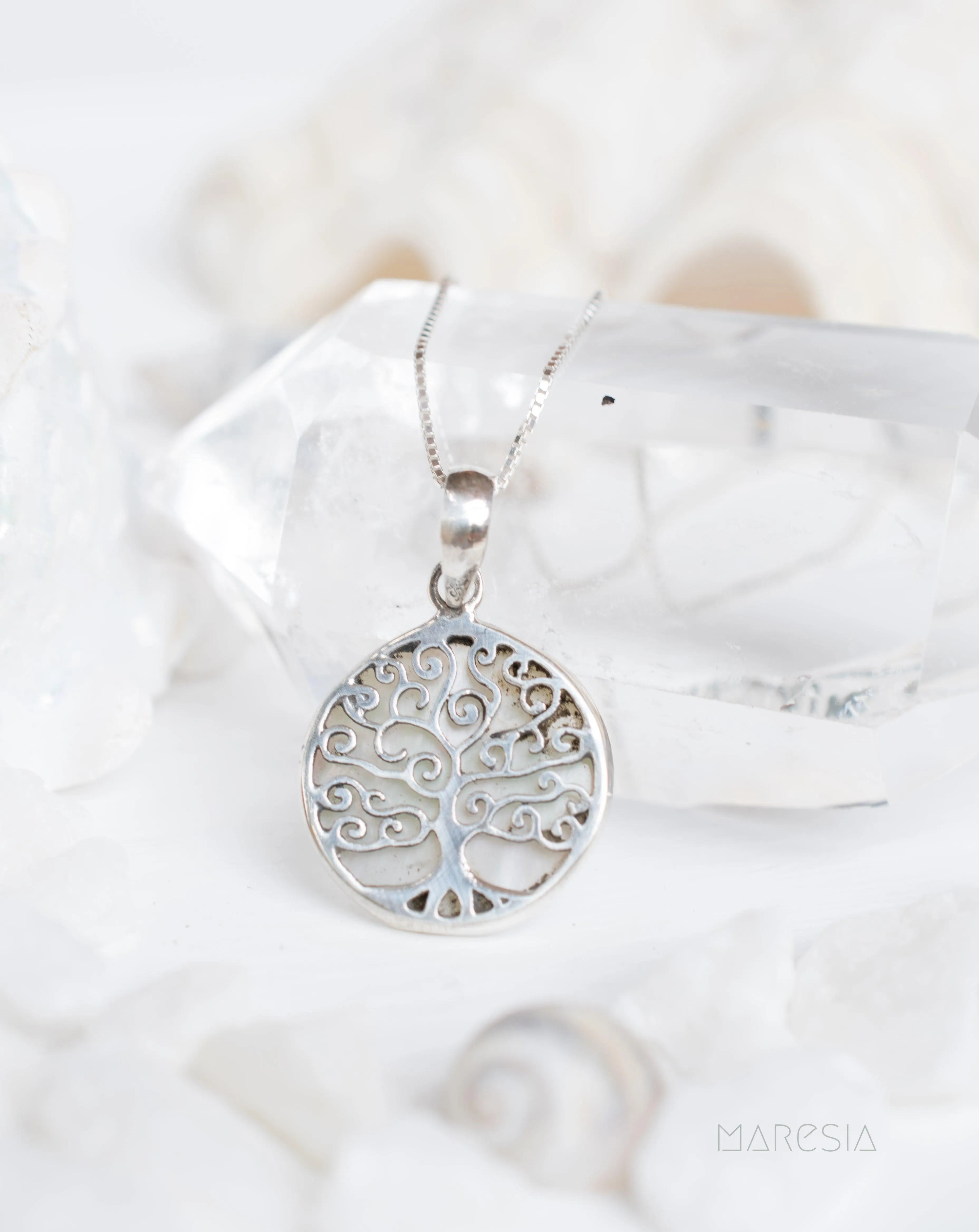 Tree of Life Small Pendant ~ Abalone, Mother of Pearl or Coral ~ Sterling Silver 925 ~SMP018