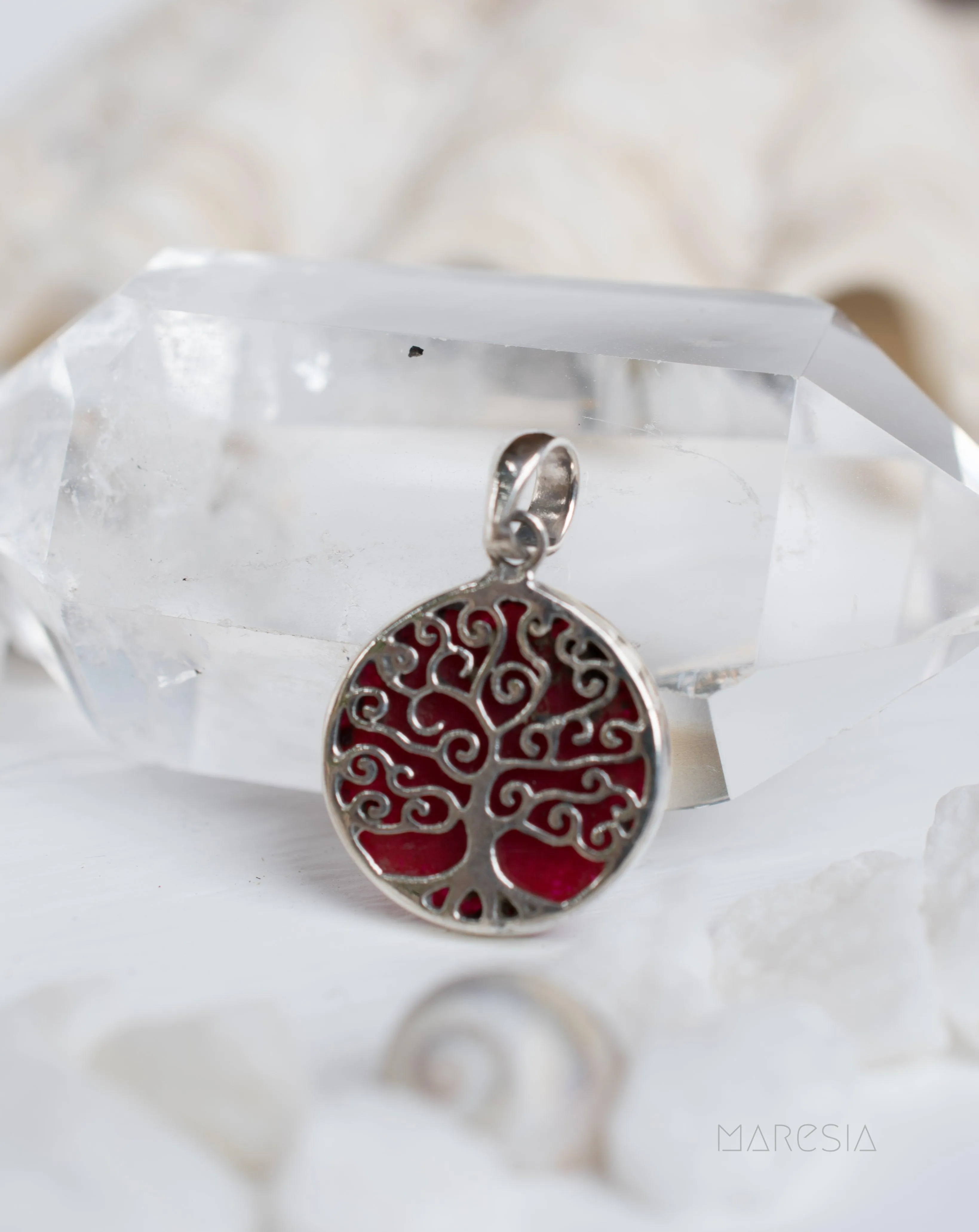 Tree of Life Small Pendant ~ Abalone, Mother of Pearl or Coral ~ Sterling Silver 925 ~SMP018