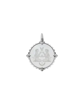 Virgo Coin Charm | Mother of Pearl, Diamonds, and White Gold