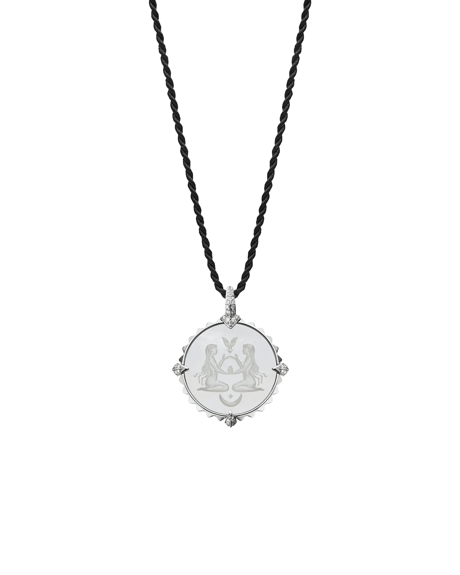 Virgo Coin Charm | Mother of Pearl, Diamonds, and White Gold