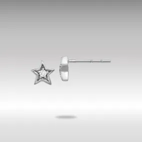 White Gold Diamond Star Post Earrings - Model EM5510-005-WA